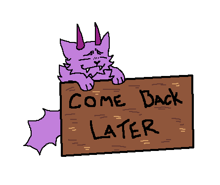 Pixelated drawing of Miles hanging onto a sign that says Come Back Later